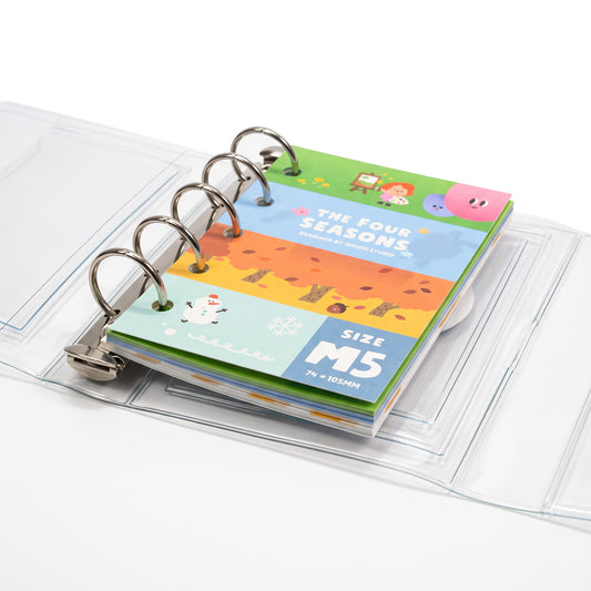 M5 Clear PVC Ring Binder – Tri-Fold Mini Planner with Pockets | RiN Studio