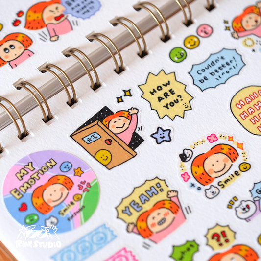 Emotion Die Cut Washi Tape: RiN Studio Vol. 10, Kawaii Journaling Kisscut Tape