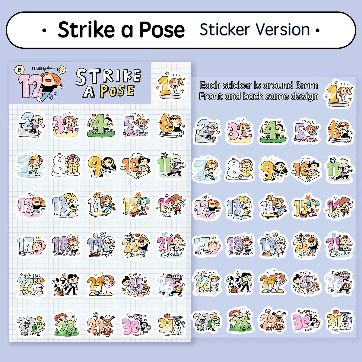 Strike a Pose Stickers | Number | Dates | Vol 4