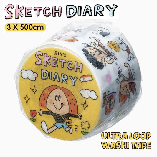 Sketch Diary Washi Tape by RiN Studio – flat lay for bullet journal spread