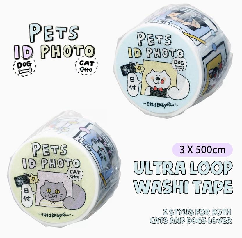 Washi Tape | Dogs | Cats | RiN studio | Pets ID | Vol. 9 | Journaling | Cute Animals | Kawaii Stationery | Crafting Tape