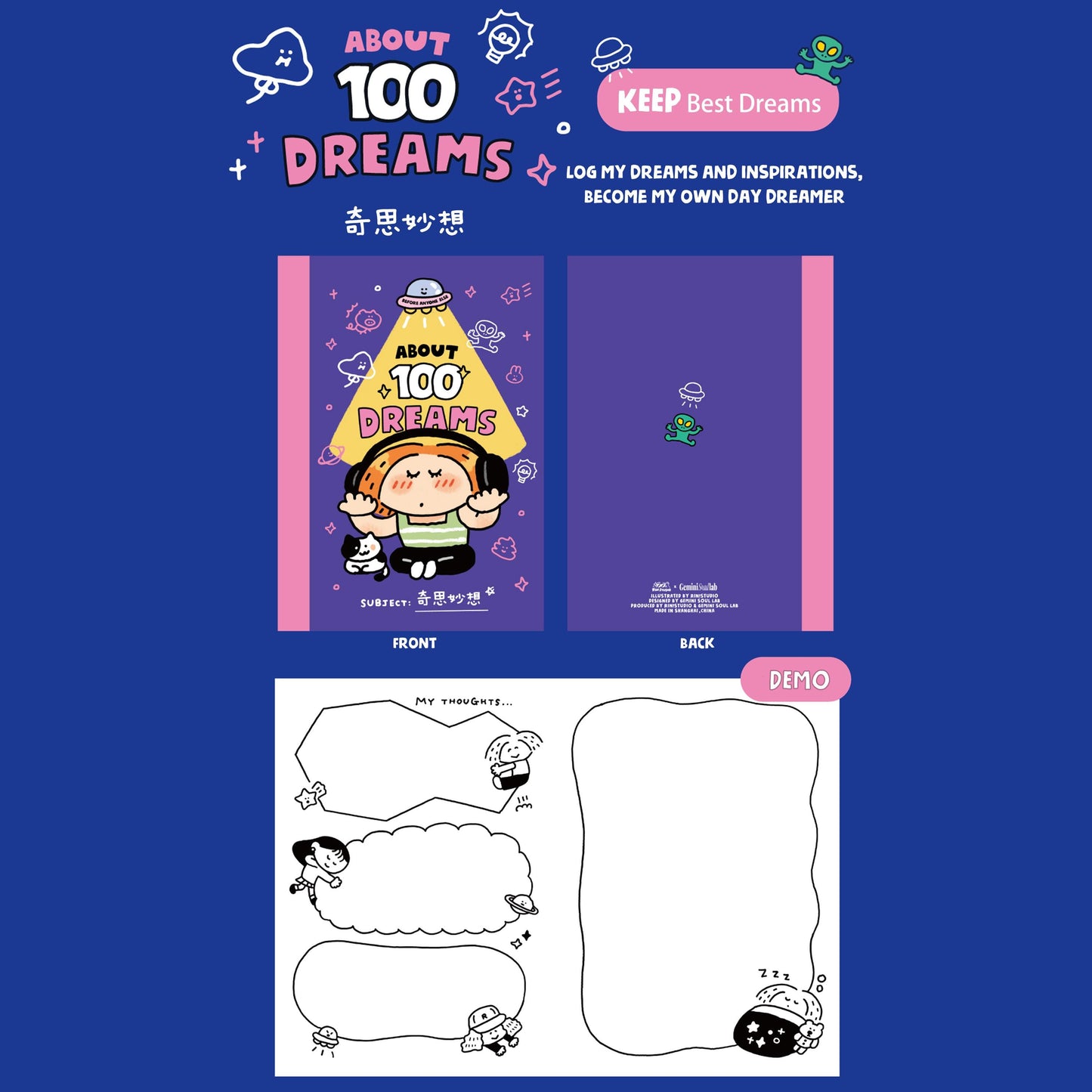 A6 Pocket Notebook: Kawaii Hardcover Journal by RiN Studio