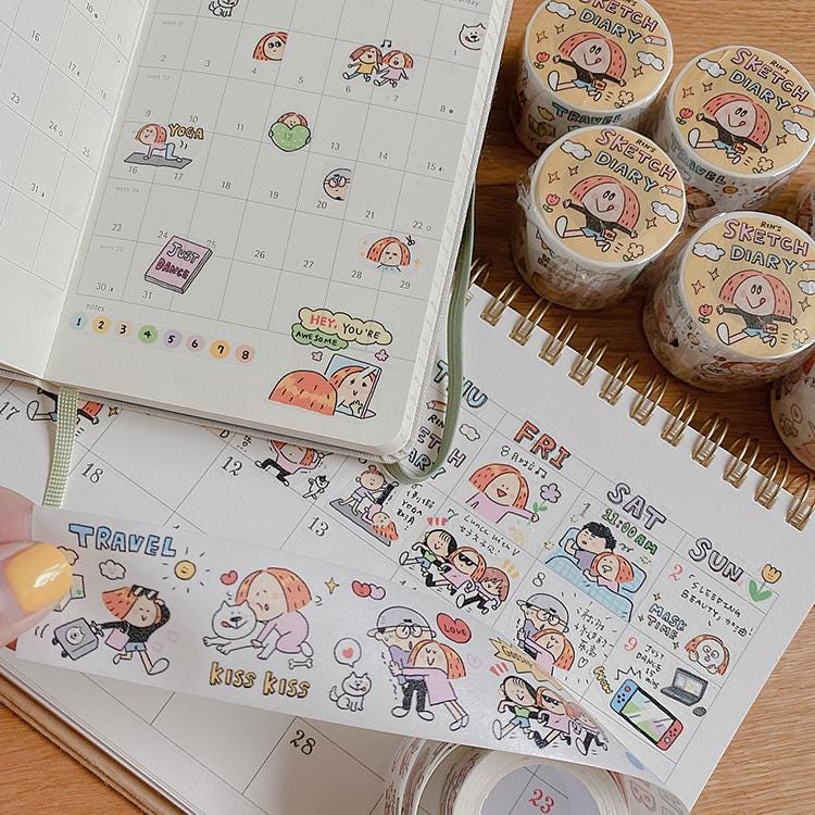 RiN Studio Sketch Diary Washi Tape: Kawaii Journaling Tape