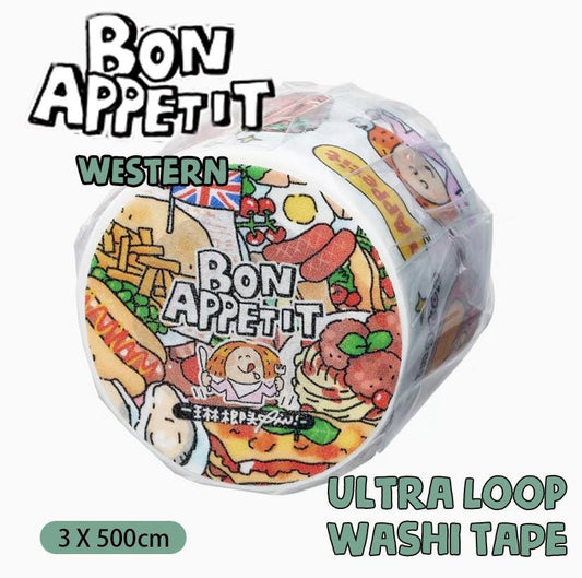 Bon Appetit Western Food Washi Tape Vol. 11 by RiN Studio – flat lay for bullet journal spread