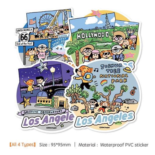Los Angeles Washi Tape or Sticker Sheet by RiN Studio – flat lay for bullet journal spread