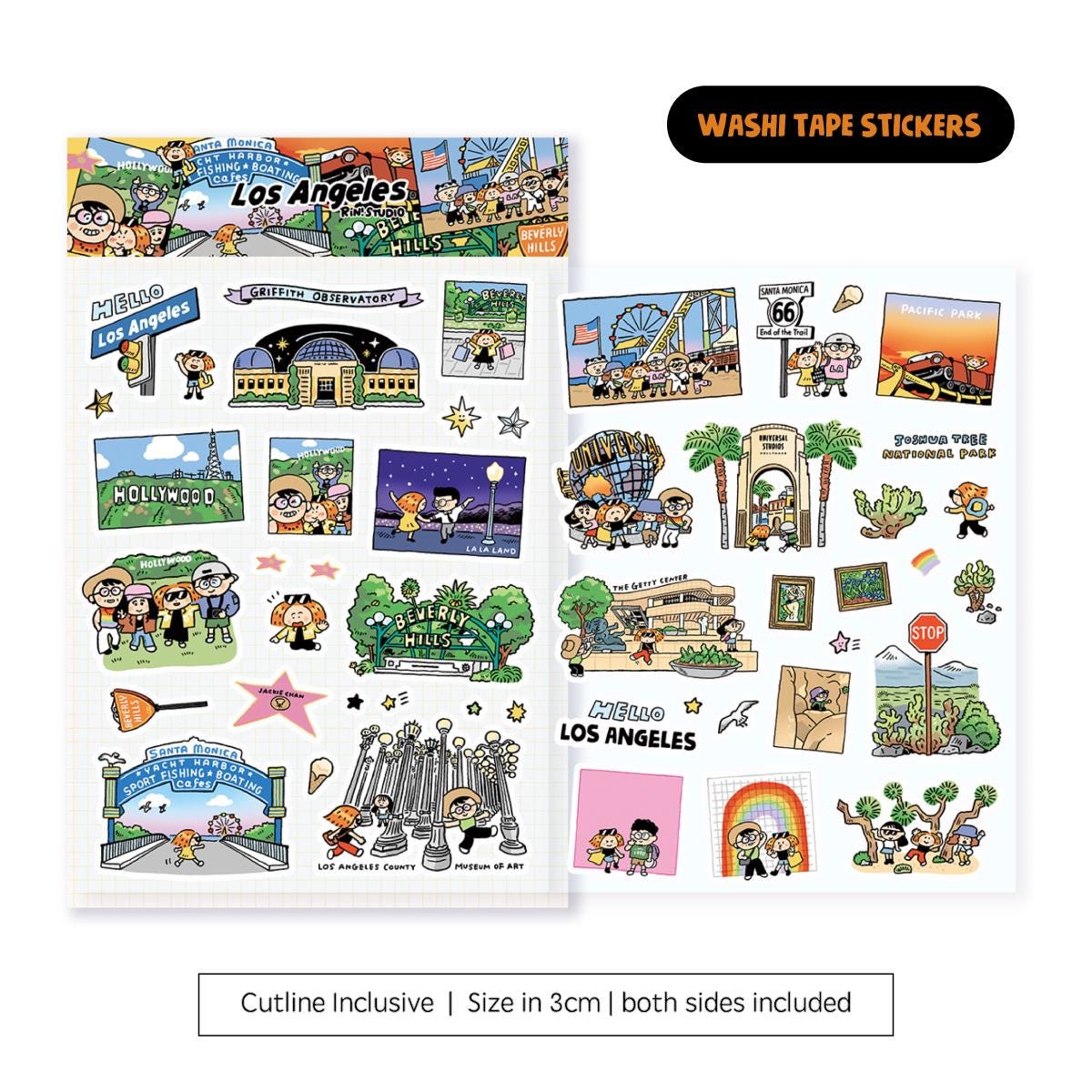 Los Angeles Washi Tape or Sticker Sheet - RiN Studio Kawaii Stationery