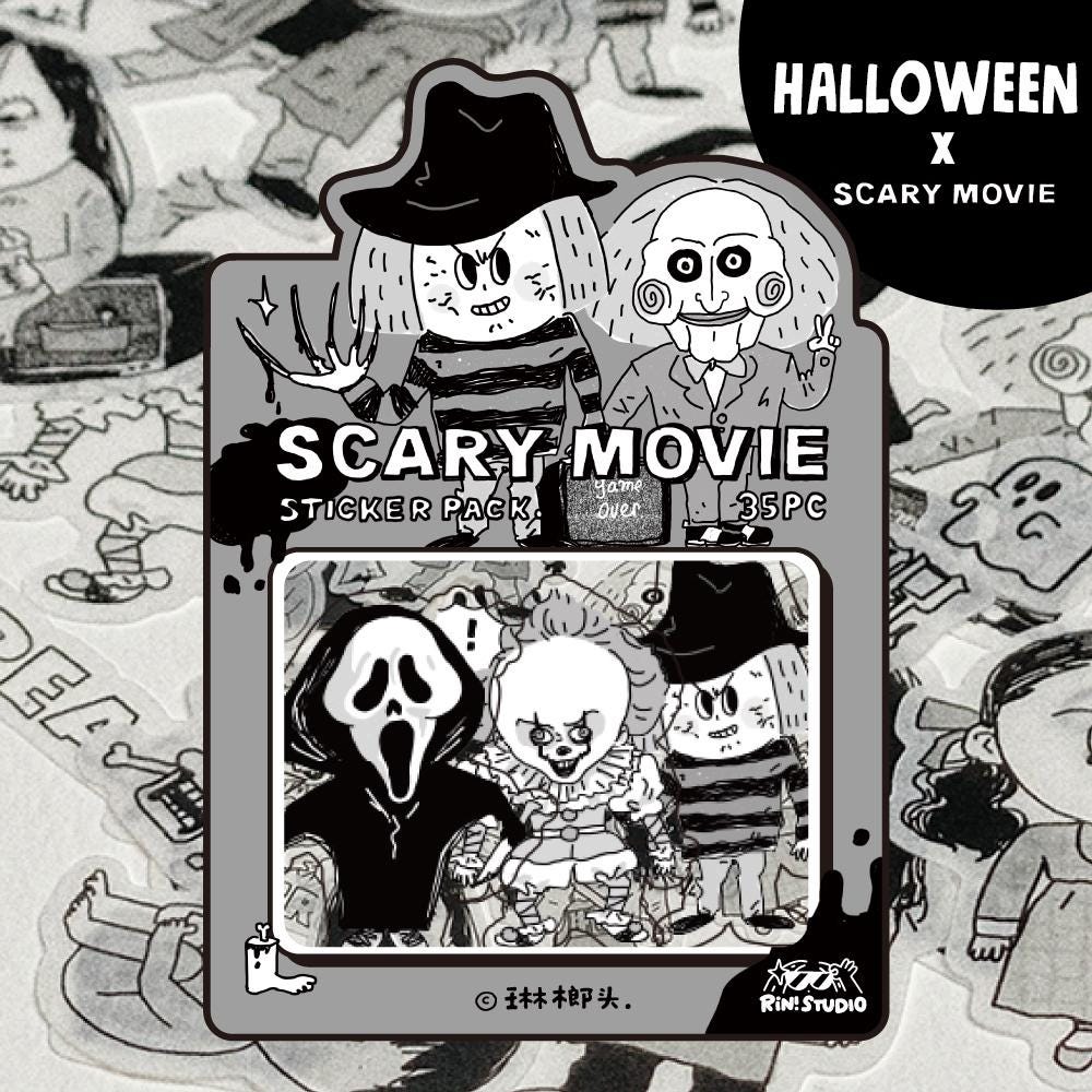Halloween | Sticker Pack | Scary Movie | Horror | Journaling | Stationery  | RiN studio product | Crafting Tape