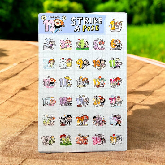 RiN Studio 'Strike a Pose' Number Stickers: Kawaii Calendar Journaling
