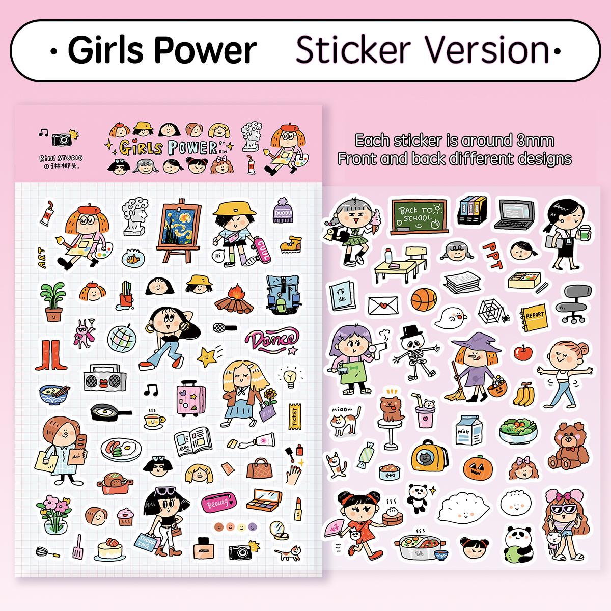 Girl Power Stickers: RiN Studio Kawaii Journal Stickers
