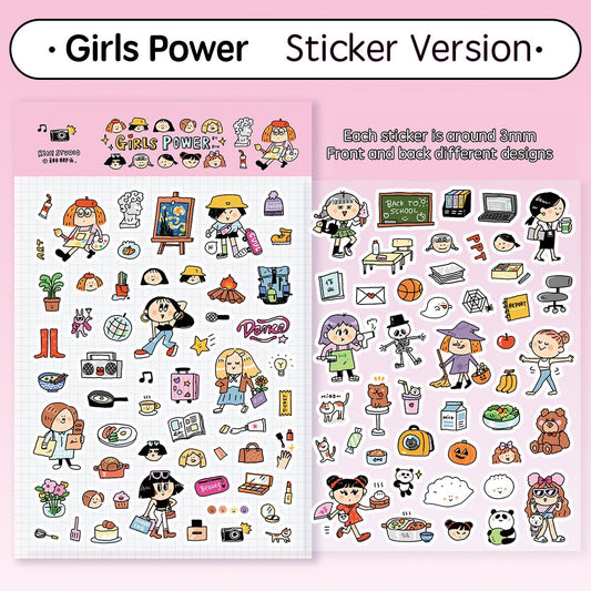 Girl Power Stickers by RiN Studio – flat lay for bullet journal spread
