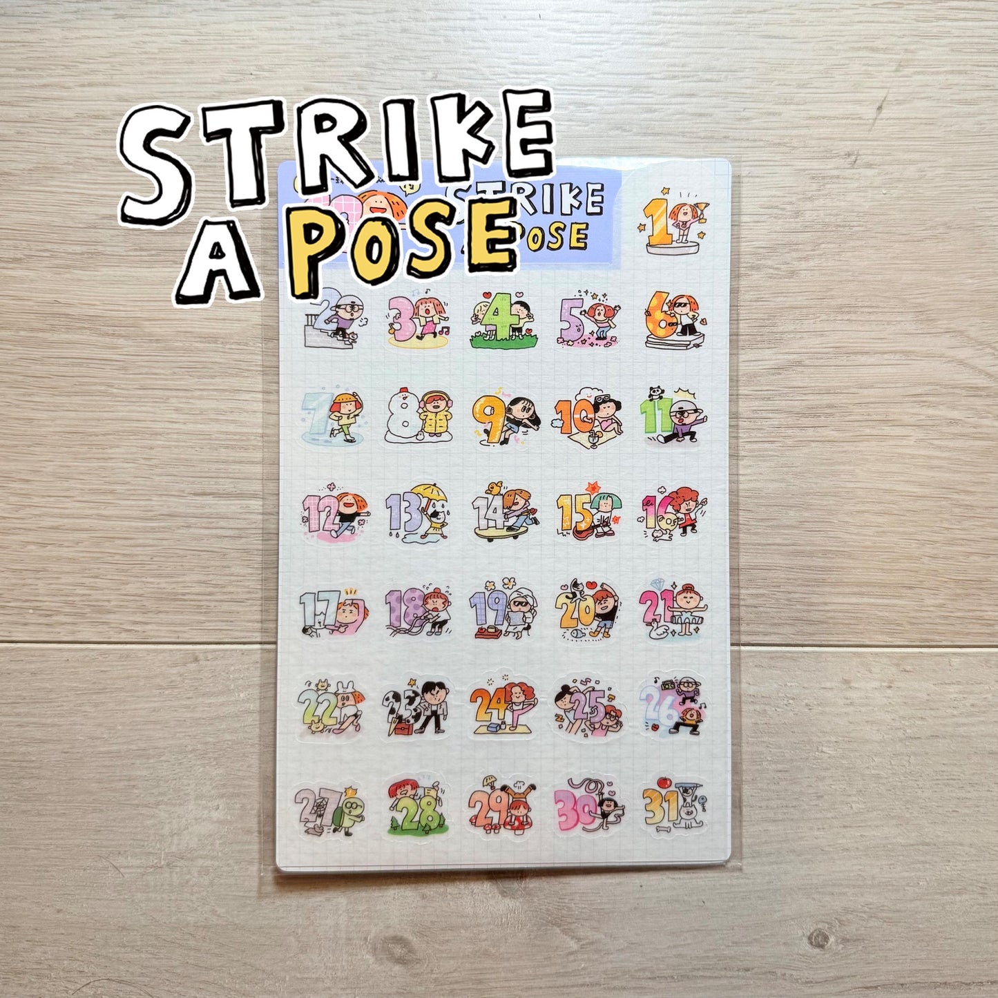 RiN Studio 'Strike a Pose' Number Stickers: Kawaii Calendar Journaling