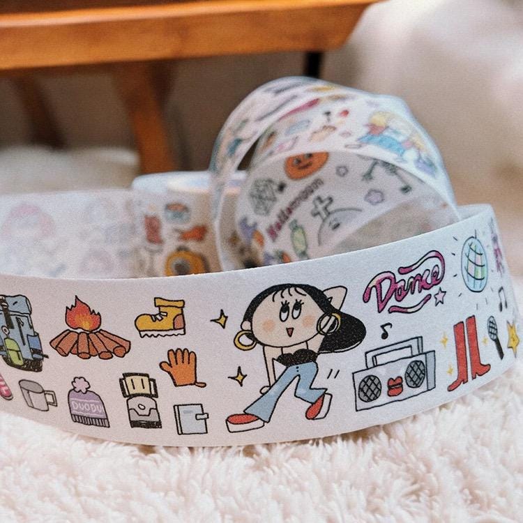 Kawaii Washi Tape, Bullet Journaling Washi Tape, BuJo Tape, Girl Power Gift, Girl Washi Tape, Kawaii Craft Tape, Fashion Scrapbook Tape