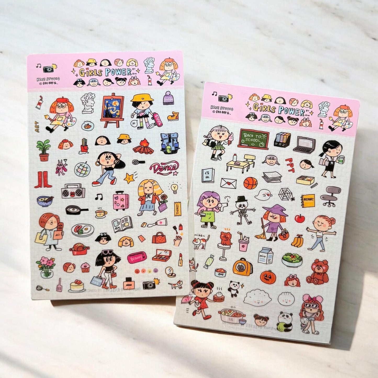 Girl Power Stickers: RiN Studio Kawaii Journal Stickers