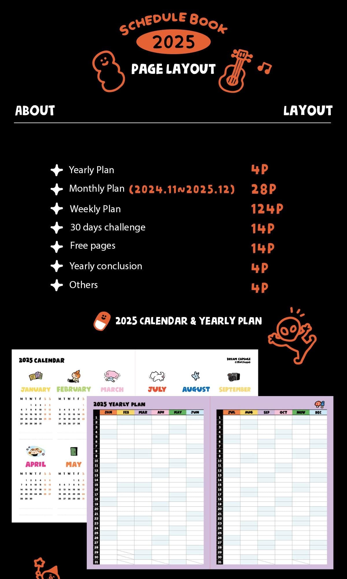 2025 Planner, Calendar Notebook, Schedule Book, Kawaii Journal, Aesthetic Notebook, Cute Journal, B6 Notebook, Stationary, Schedule Journal