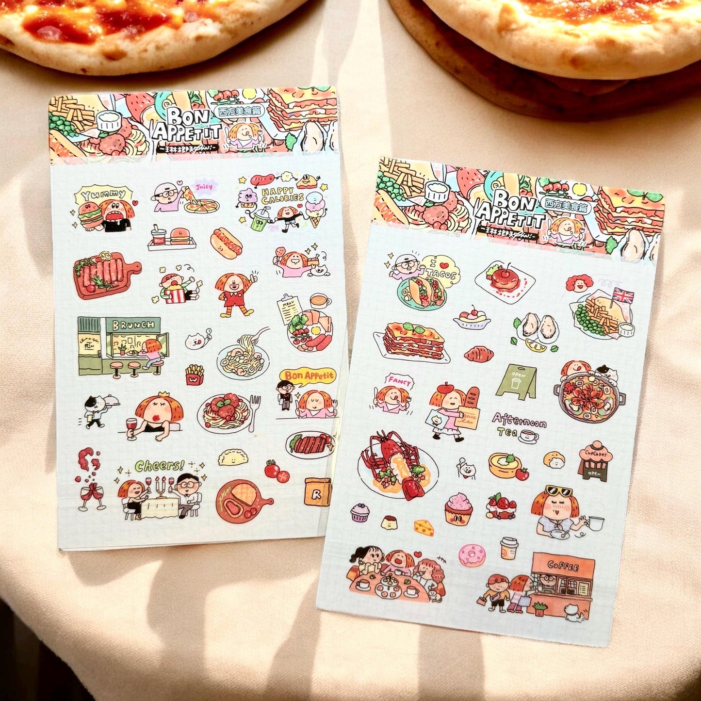 Food Stickers, Cute Stickers, Planner Stickers, Kawaii Journal Stickers, Western Food Sticker, Bullet Journal Stickers, Sticker Gift