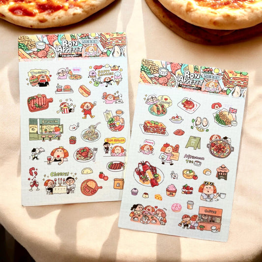 Food Stickers, Cute Stickers, Planner Stickers, Kawaii Journal Stickers, Western Food Sticker, Bullet Journal Stickers, Sticker Gift