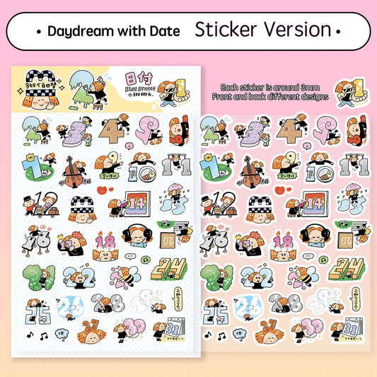 Day Dream Date Stickers by RiN Studio – flat lay for bullet journal spread