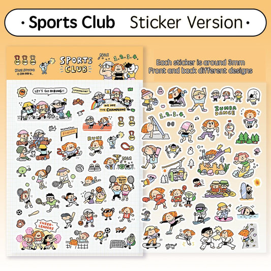 Sports Club Washi Stickers: Kawaii Planner Stickers