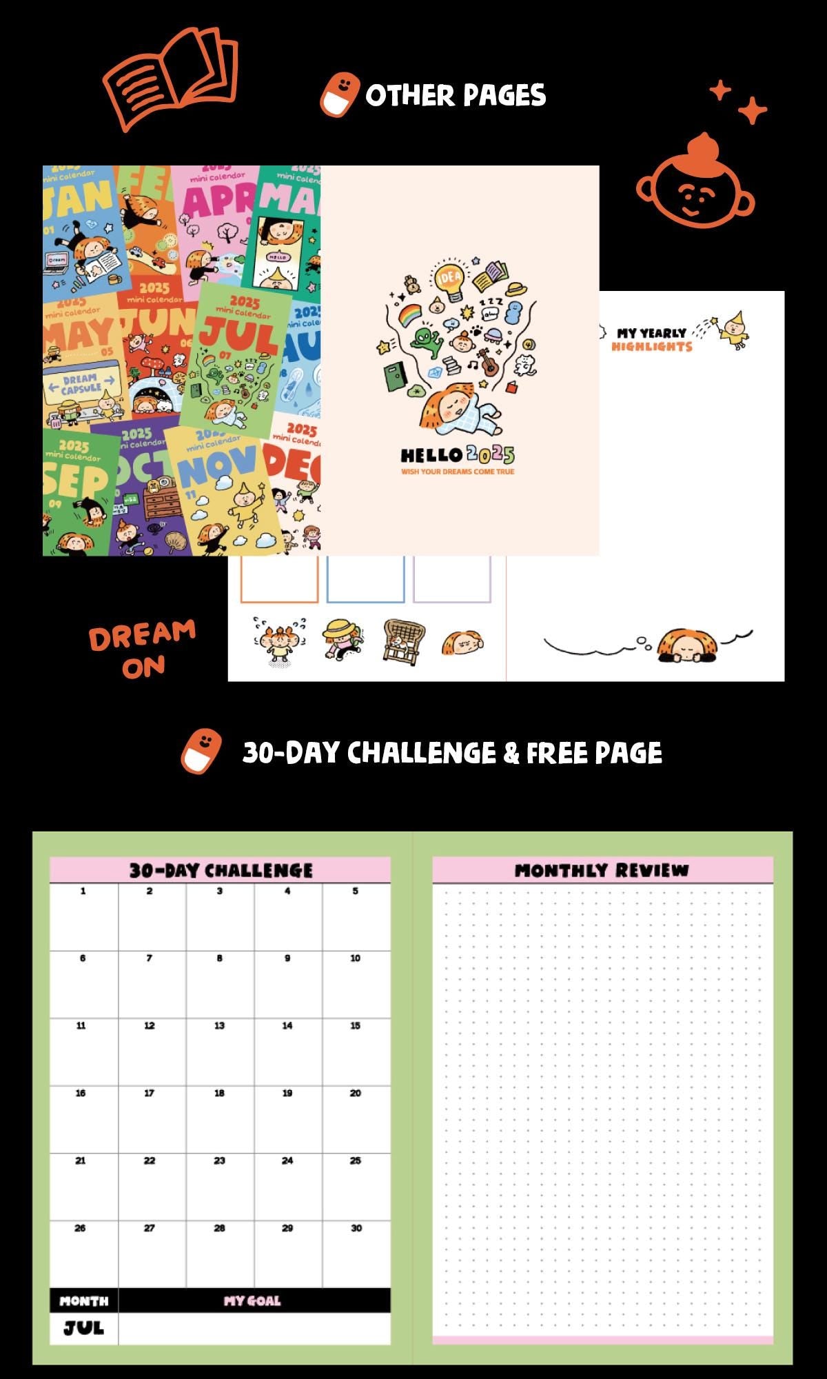 2025 Planner, Calendar Notebook, Schedule Book, Kawaii Journal, Aesthetic Notebook, Cute Journal, B6 Notebook, Stationary, Schedule Journal