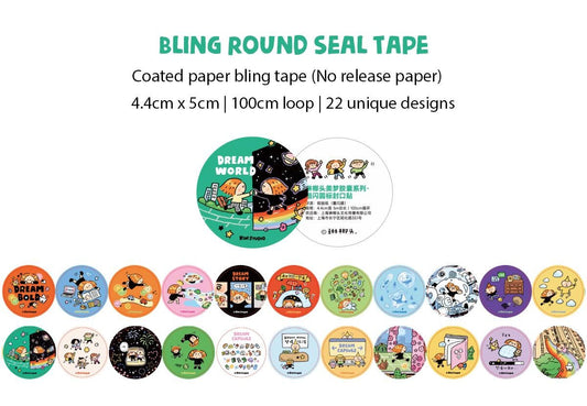 Dream Round Seal Tape by RiN Studio – flat lay for bullet journal spread