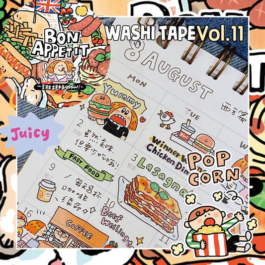 Western Food Washi Stickers, Planner Stickers, Foodie Art (128mm x 200mm)