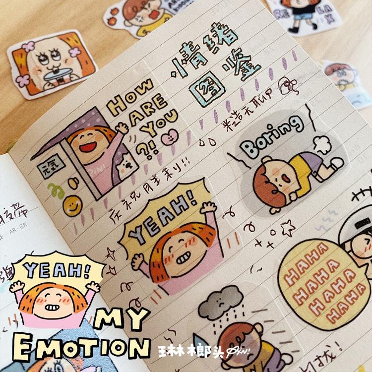 Emotion Washi Tape Stickers: Kawaii Journal Diary Planner Stickers