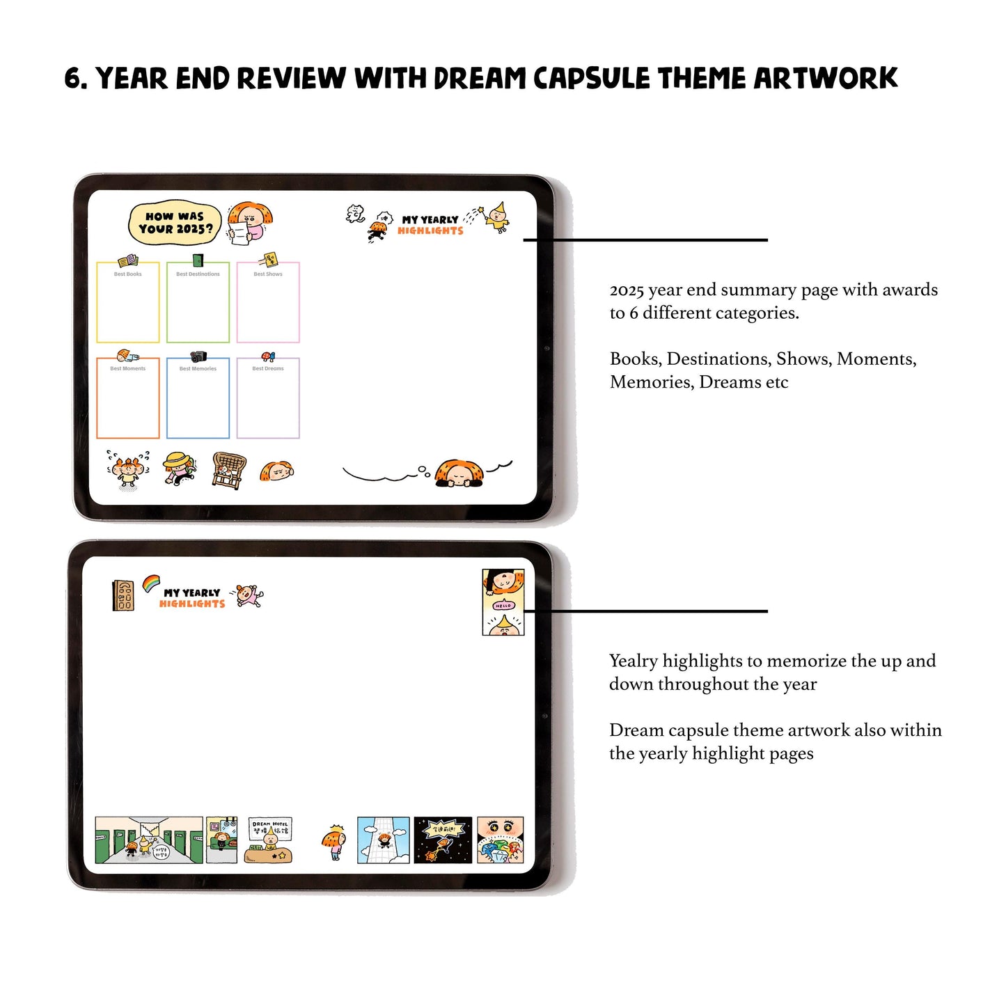 2025 Digital Planner: Kawaii Dream Capsule iPad Journal (B5 Horizontal)