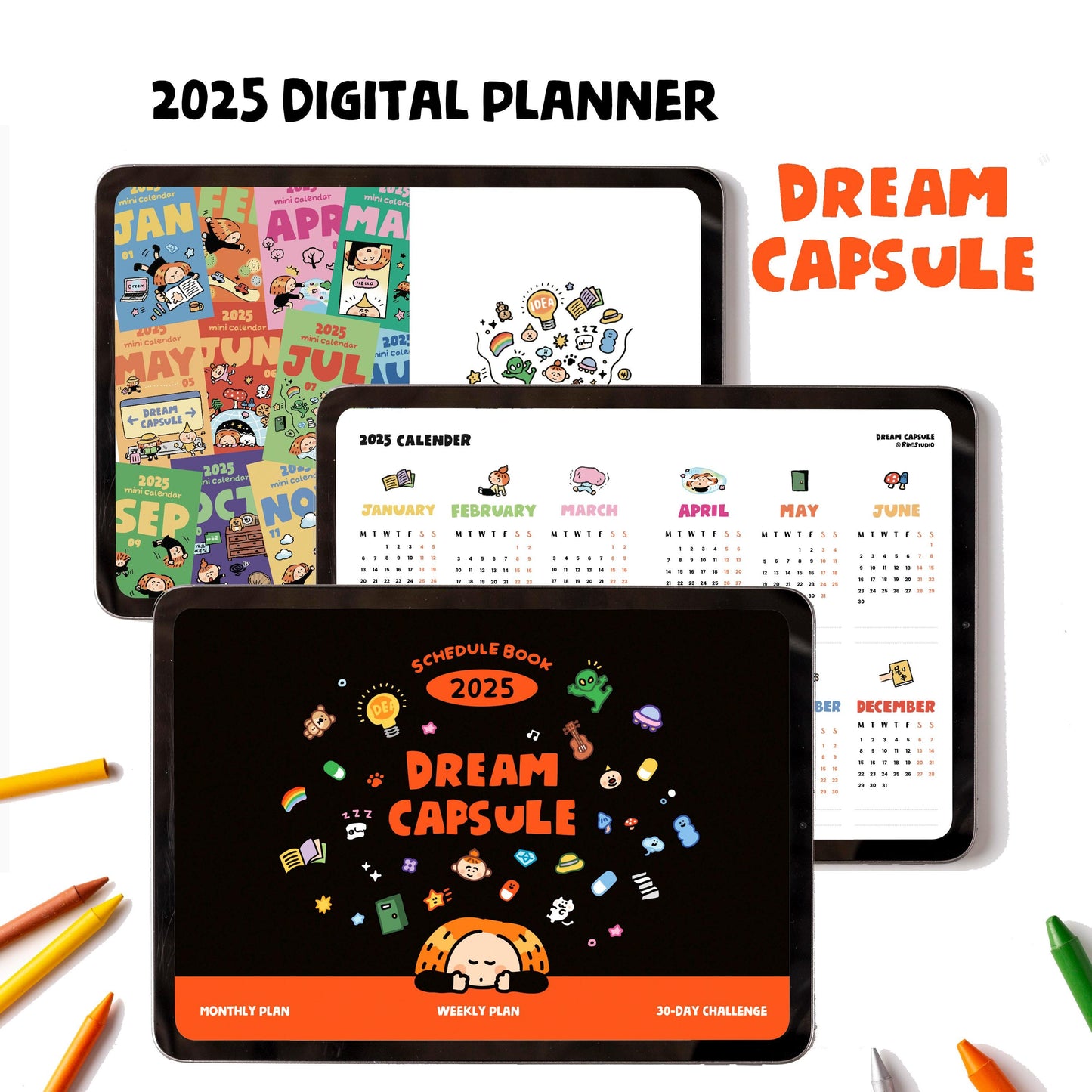 2025 Digital Planner: Kawaii Dream Capsule iPad Journal (B5 Horizontal)