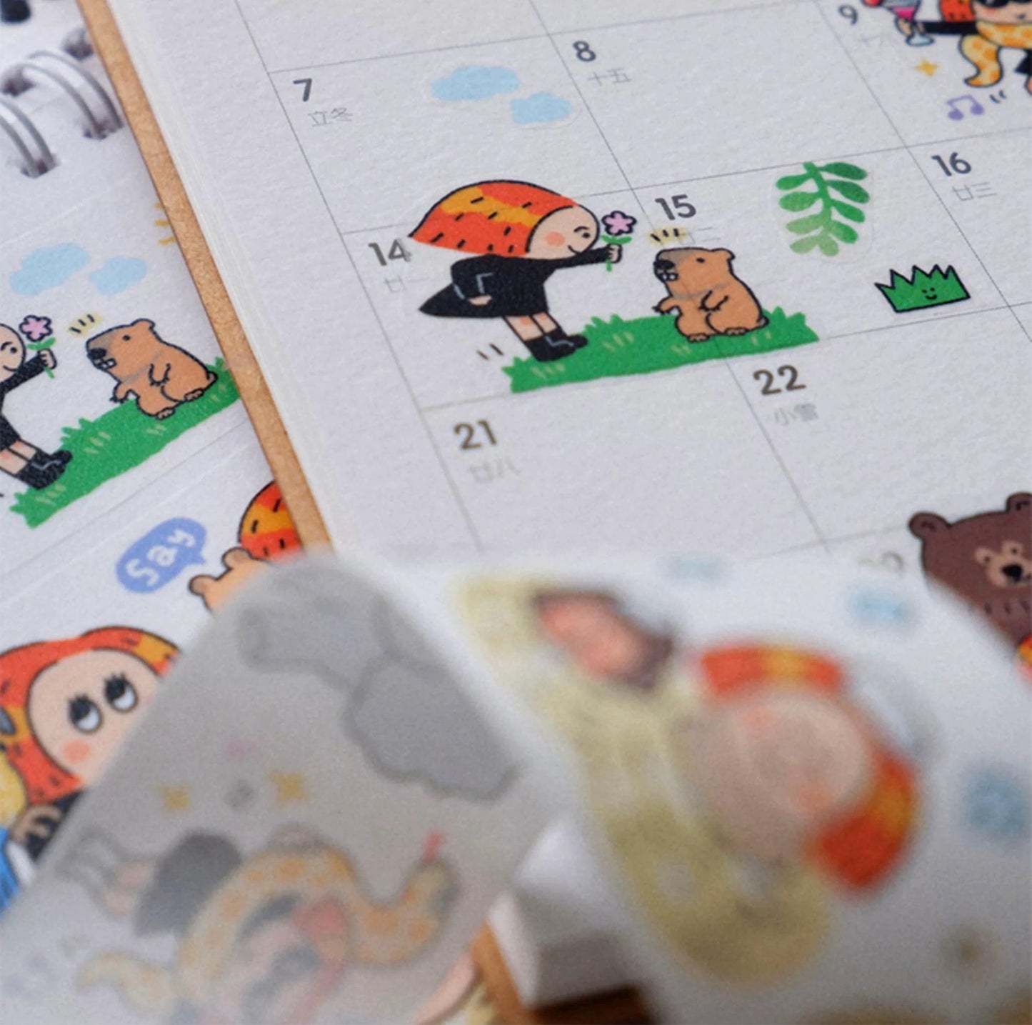 Kawaii Animal Washi Stickers: Day Dream Friends, Journaling (V27)