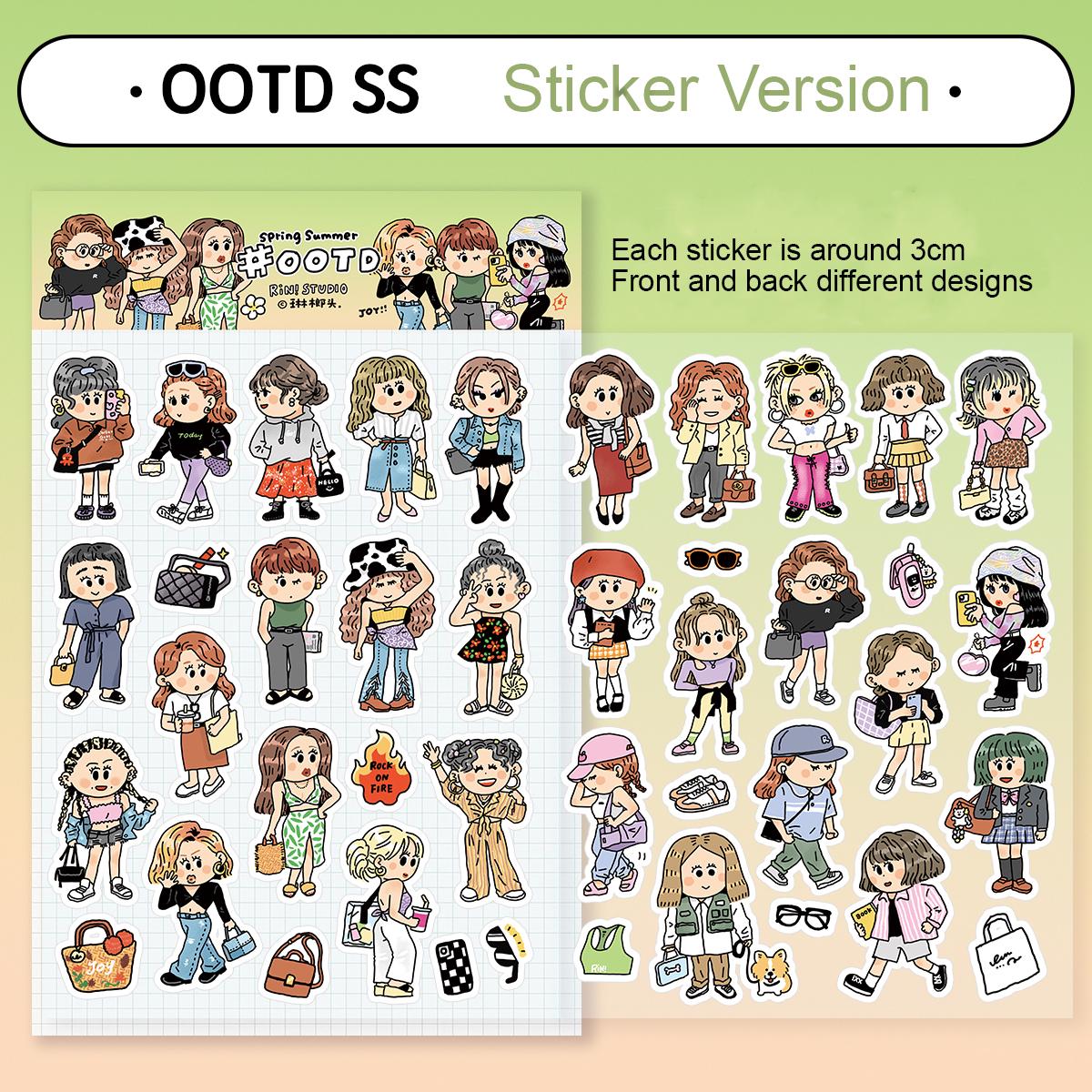 Fashion Girl Stickers: OOTD Planner Stickers, Kawaii Journal (V19)