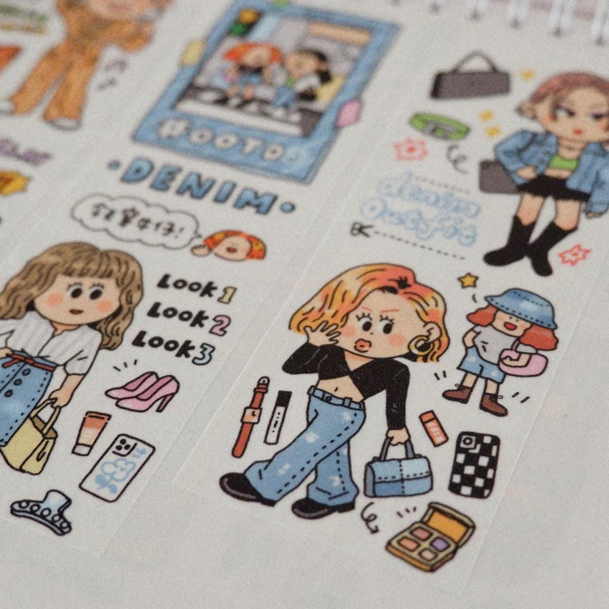 Fashion Girl Stickers: OOTD Planner Stickers, Kawaii Journal (V19)