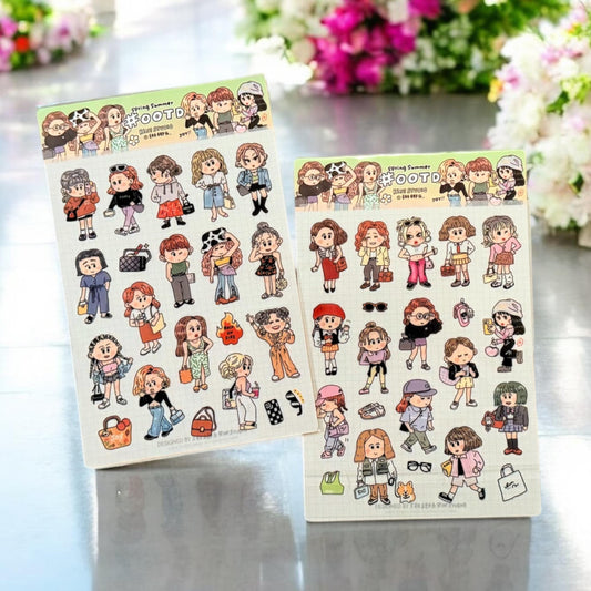 Fashion Girl Stickers: OOTD Planner Stickers, Kawaii Journal (V19)