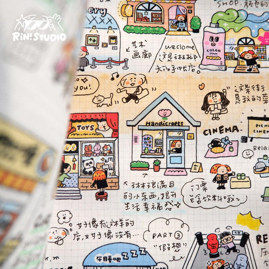 Dream Shop Stickers by RiN Studio – flat lay for bullet journal spread