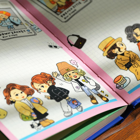 OOTD Fashion Stickers Autumn & Winter by RiN Studio – flat lay for bullet journal spread