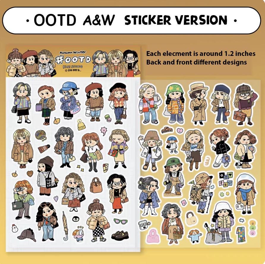OOTD Fashion Stickers: Kawaii Planner Stickers - Autumn & Winter