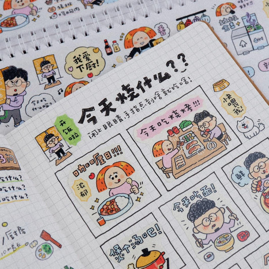 Kawaii Food Stickers V20 by RiN Studio – flat lay for bullet journal spread