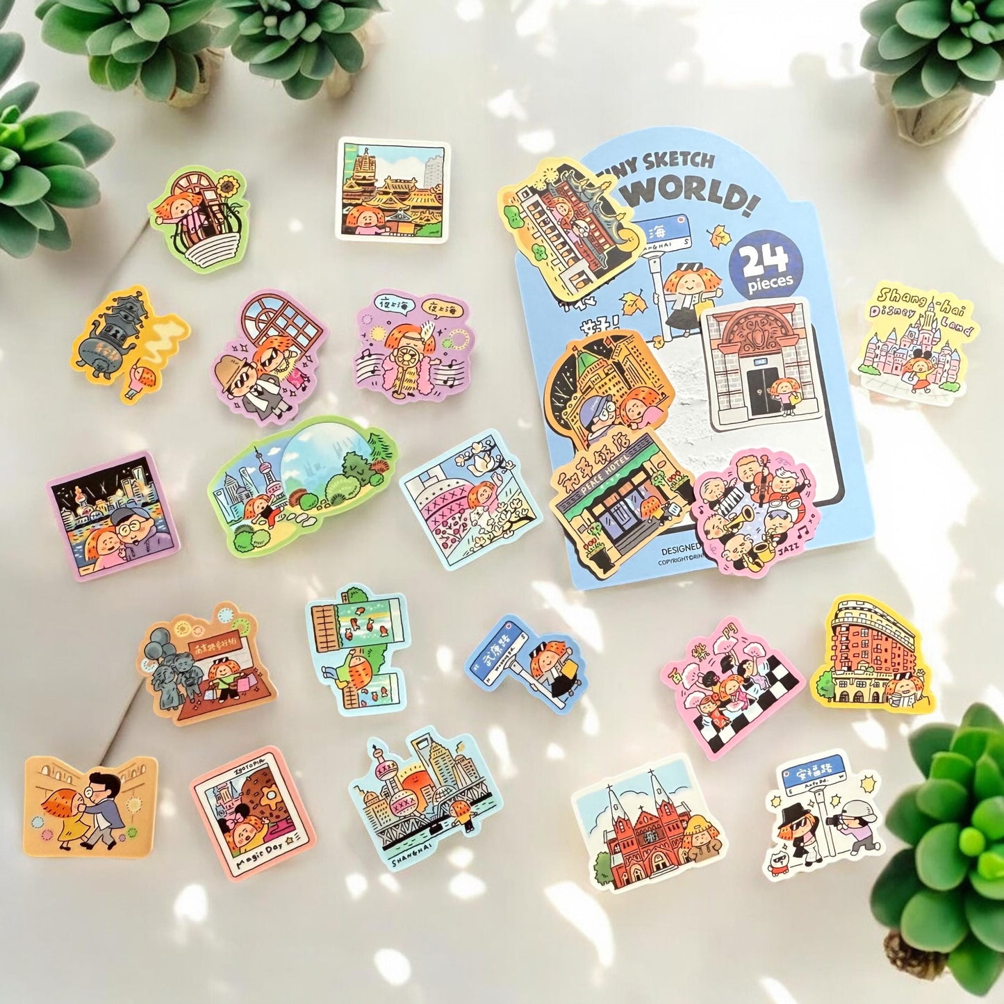 Shanghai Stickers: Kawaii City Journaling Stickers (24 Pieces)
