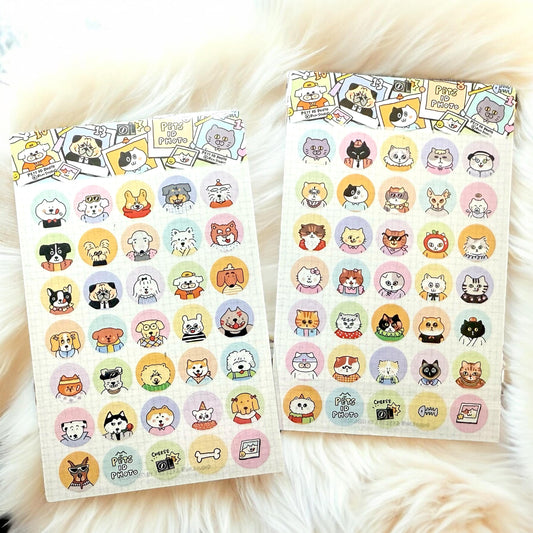 Stickers - Cute Dogs & Cats | Kawaii Stationery for Journaling | Pet ID Vol. 9 | Crafting Tape by RiN Studio