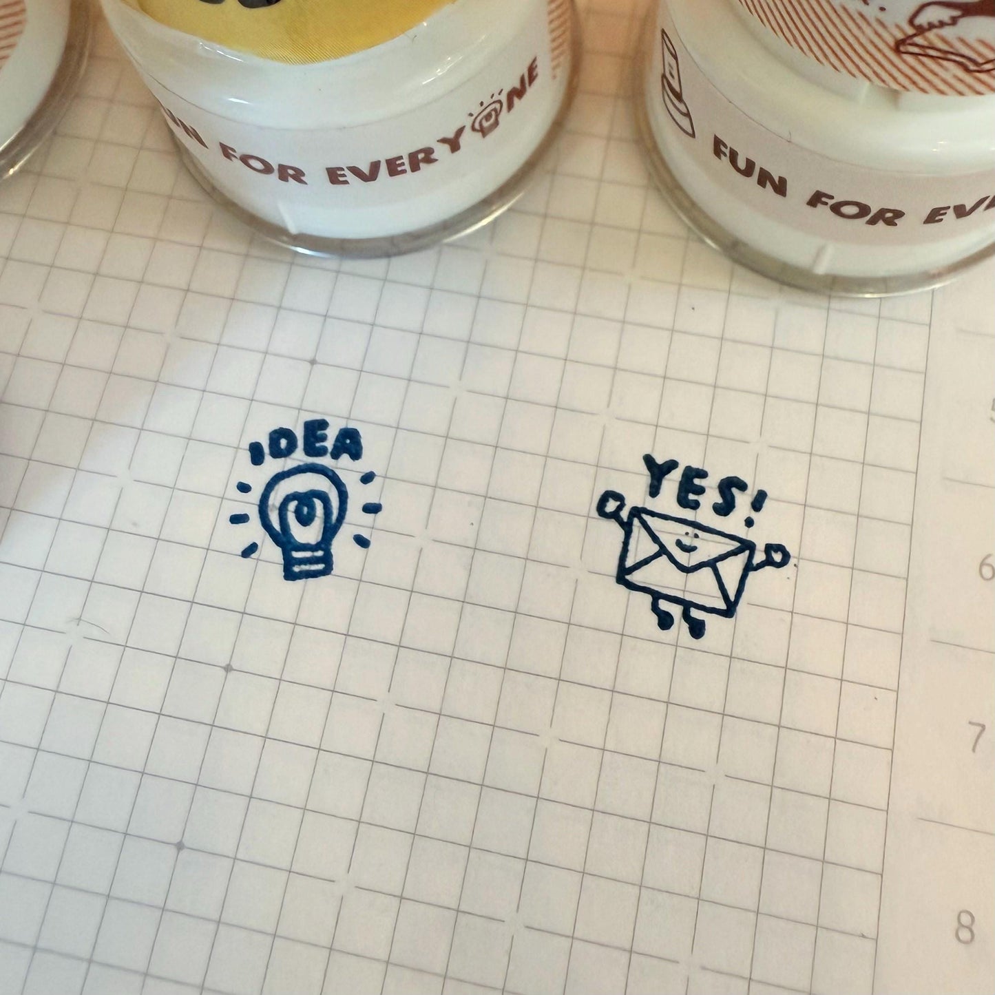 Mini "Yes" or "Idea" Stamp: 10mm Round Journaling Stamp
