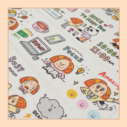 Kawaii Work Diary Washi Tape Roll by RiN Studio – flat lay for bullet journal spread
