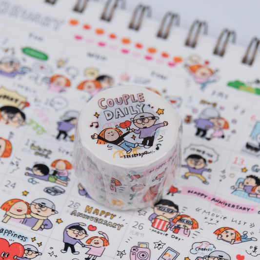 Kawaii Large Washi Tape Roll: Couple Stickers, Valentines Sticker, Valentines Gift, Kawaii Journal Stickers, Love Stickers, V5