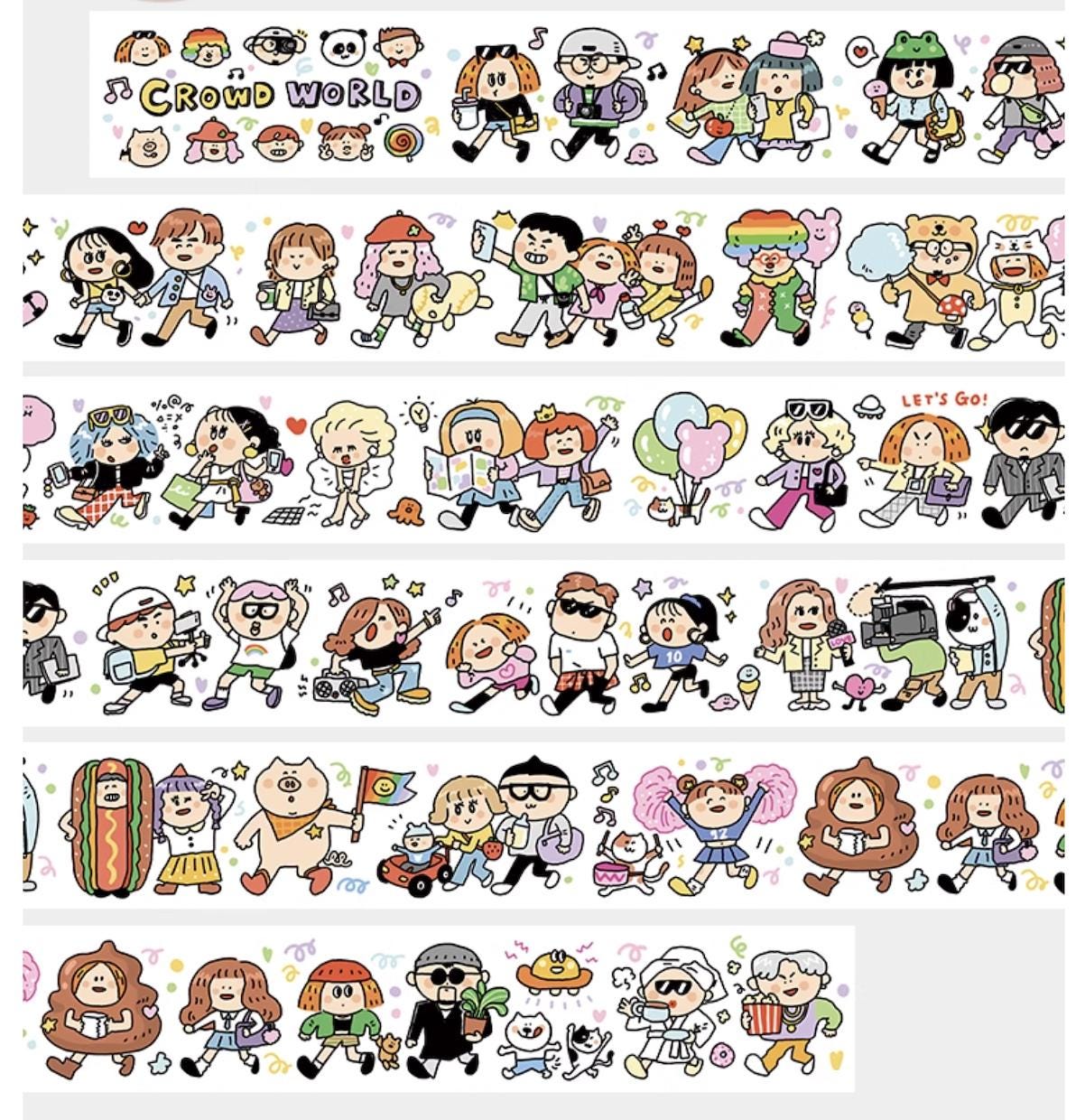 Kawaii Crowd World Washi Tape Roll: Rainbow & Pride Stickers