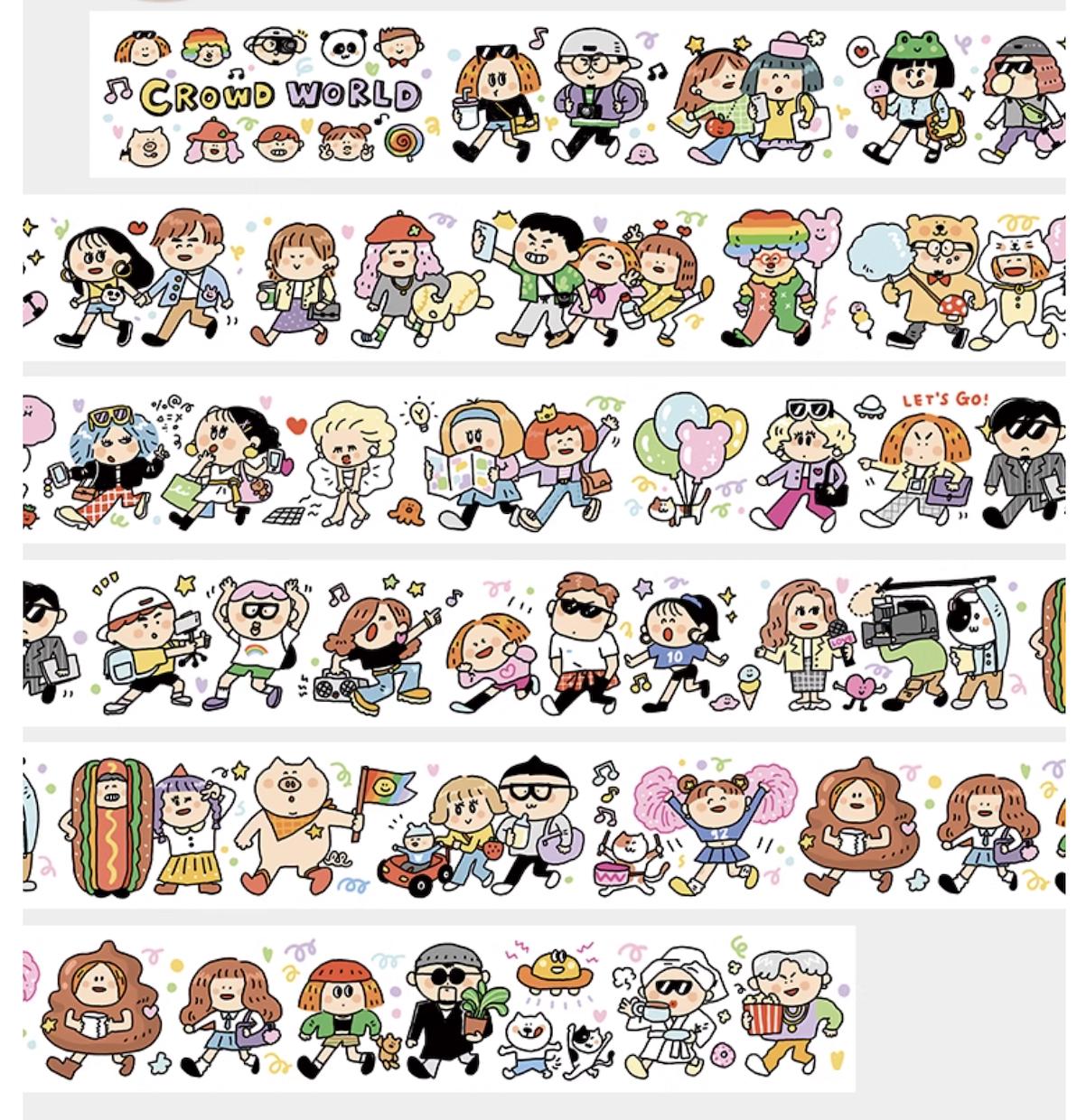 Kawaii Crowd World Rainbow Pride Washi Tape by RiN Studio – multiple designs overview