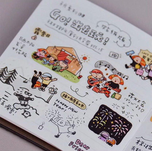 Fun Go Out Washi Tape Stickers by RiN Studio – flat lay for bullet journal spread