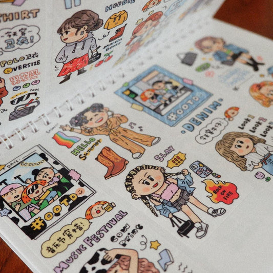 Fashion Girl Washi Tape: OOTD Planner, Kawaii Journal (V19)