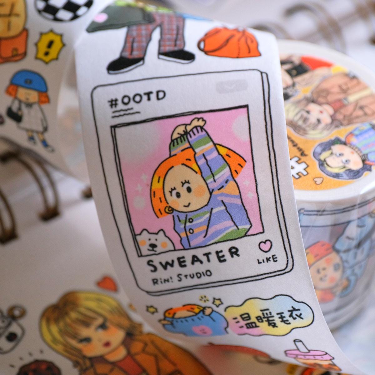 Bullet Journal Fashion Washi tape, OOTD Washi, Day Planner, Kawaii Journal Stickers, Outfit Washi, Winter & Fall Style, V37