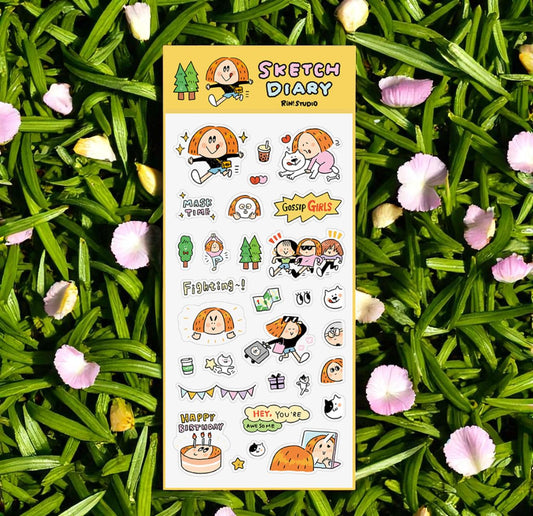 Kawaii PVC Stickers: Sketch Diary, Calendar Stickers