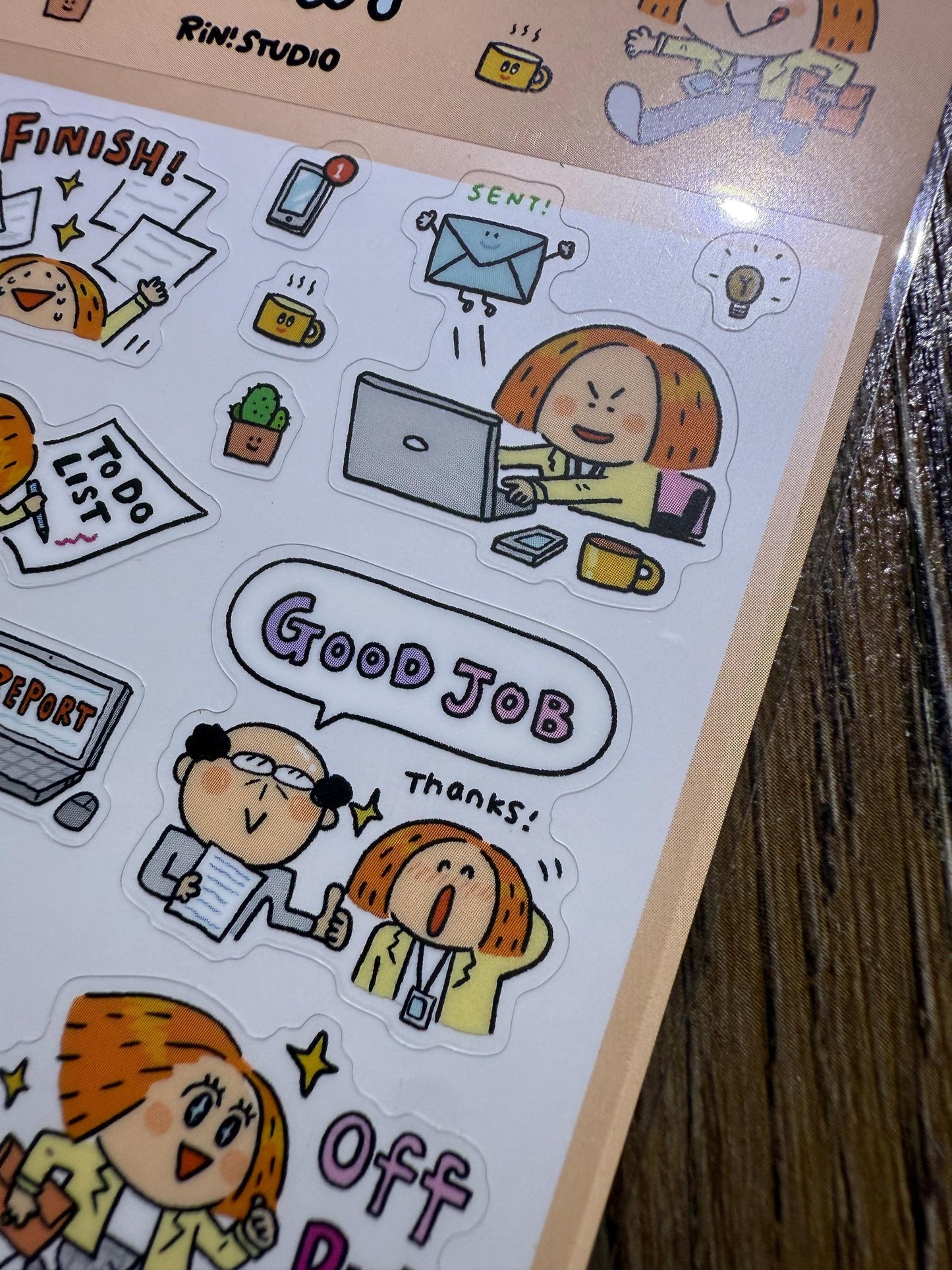 Kawaii PVC Stickers: Work Diary, Office Life Stickers