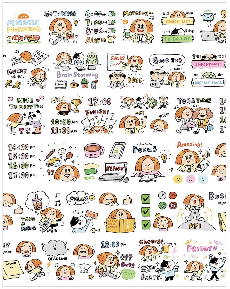 Kawaii Washi Tape Stickers: Work Diary, Office Life