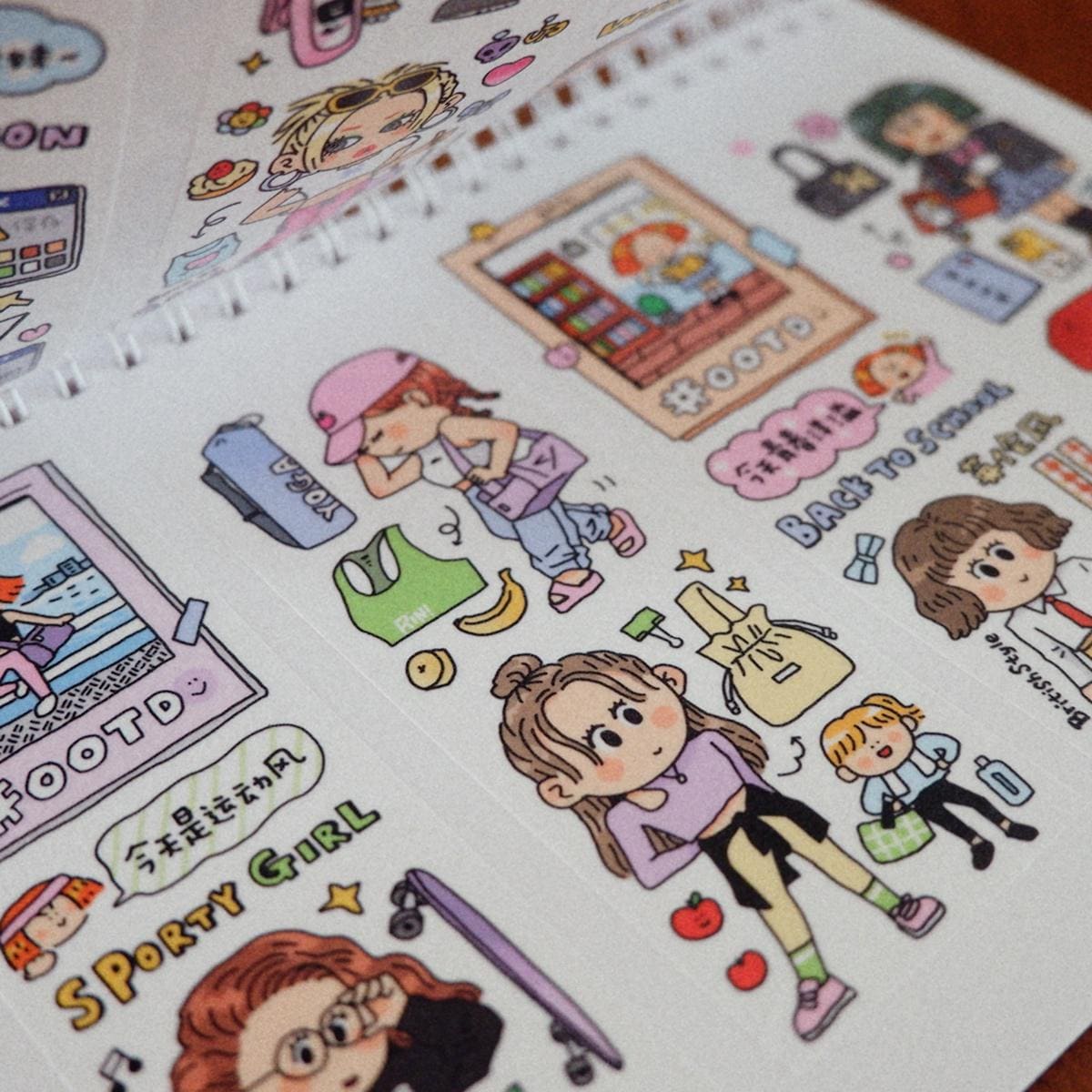 Fashion Girl Washi Tape: OOTD Planner, Kawaii Journal (V19)